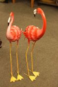 Two tin models of Flamingos, tallest 92cm.