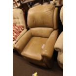 Sherborne light tan leather reclining chair.