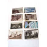 Wooden box of vintage to modern postcards including Lyme Regis RP, Taormina panoramic,