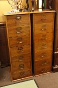 Pair early 20th Century mahogany seven drawer filing cabinet, 46cm by 134cm.