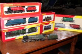 Collection of boxed Hornby Locomotives, carriages and trucks including 1970's Lord Westwood,