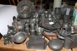 Collection of pewter wares.