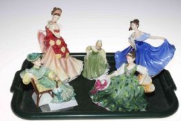 Collection of five Royal Doulton ladies including Ascot and Elyse.