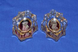 Pair early 19th Century glass 'wedding' salts.