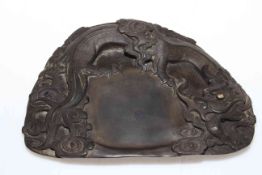 Chinese ink stone with dragon decoration, 24cm.
