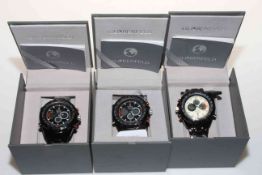 Three boxed gents Globenfield Super Sport wristwatches.