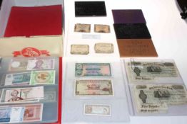 Collection of banknotes including five Backhouse - Stockton Five Pound 1895 (one has been stamped