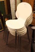 Set of six contemporary stacking chairs.