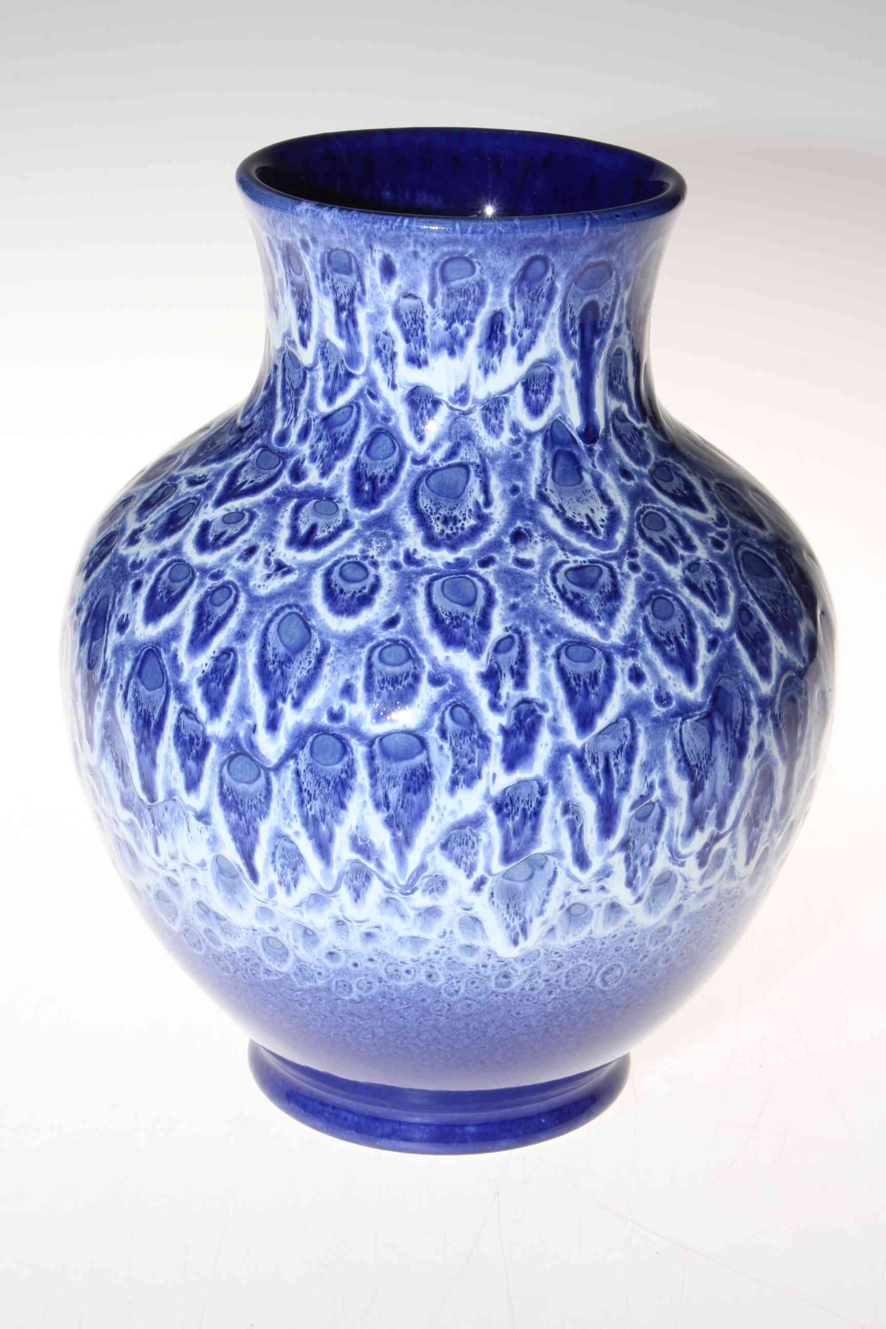 Royal Lancastrian blue and white vase, 26cm.