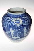 Large Chinese blue and white vase having continuous decoration of figures in outdoor setting, 26.