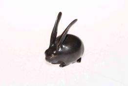 Oriental bronze rabbit, 7.5cm.