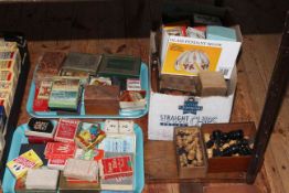 Collection of vintage playing cards, chess pieces, etc.