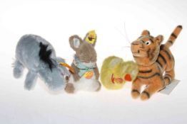 Four Steiff teddy bear toys; Eeyore, Tigger, Manni and Piccy (4).