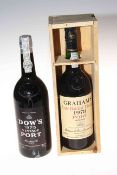 Two bottles of vintage Port; Dows 1975 and Grahams 1978.