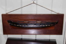 Ship's half hull model of 'Bertie' mounted on a mahogany frame, 58cm by 22cm.