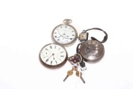 Two silver gents pocket watches, London 1858 and Birmingham 1893,