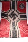 WWII German E-Boat Battleflag with Kriegsmarine Acceptance Stamp (full size), 140cm by 80cm.
