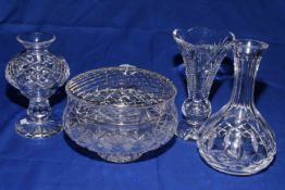 Waterford Crystal rose bowl, two vases and tea light.