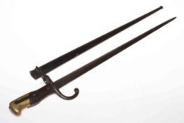 French 19th Century rifle bayonet and scabbard.