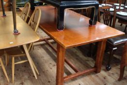 Rustic style oak rectangular dining table, 76cm by 183cm by 91cm.