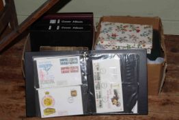 Collection of first day covers, loose stamps, schoolboy stamp albums,