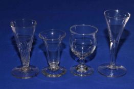 18th Century fluted wine glass, 19th Century jelly glass and two others (4).