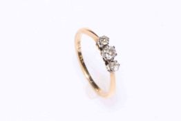 18 carat gold three stone diamond ring and 9 carat gold gem set ring (2).