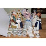 Collection of Franklin Mint music boxes, trinket boxes and figurines including Marie Antoinette,