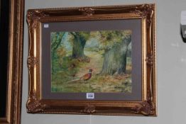 D.M. & E.M. Alderson, Pheasants, watercolour, signed and dated 1976 lower right, 25cm by 33.