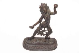 Antique Asian bronze sculpture of dancing figure, 18cm.