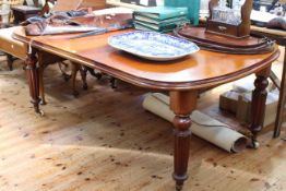 Victorian mahogany extending dining table, leaf and two winders on fluted legs,