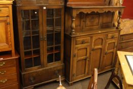 Oak two door bookcase, oak buffet sideboard,