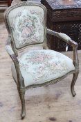 French style fauteuil in tapestry fabric.