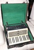 Hohner Carmen II mother of pearl accordion in case.