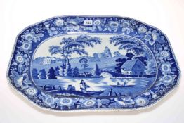 Blue and white meat platter, 53cm by 41cm.