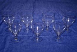 Set of seven 19th Century wine glasses.