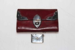 Victorian silver mounted red leather purse/aid-de-memoire, London 1889,