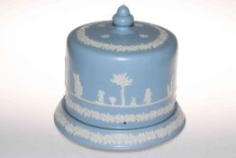 Blue Jasperware stilton cover and stand.