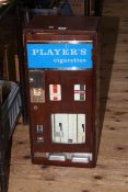 Vintage 'Player's Cigarettes' oak cabinet cigarette dispensing machine, 67cm by 30cm.