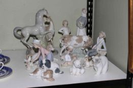 Collection of Lladro and Nao including dogs, polar bears, cattle, horses (11).