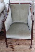 Edwardian mahogany and satinwood inlaid Arts & crafts occasional armchair.