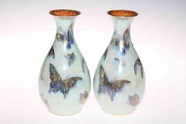 Pair of Wedgwood lustre vases decorated with butterflies, no. 4832, 23cm.