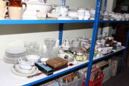 Collection of china and glass including commemorative ware, dinnerware, cutlery, bird ornaments,