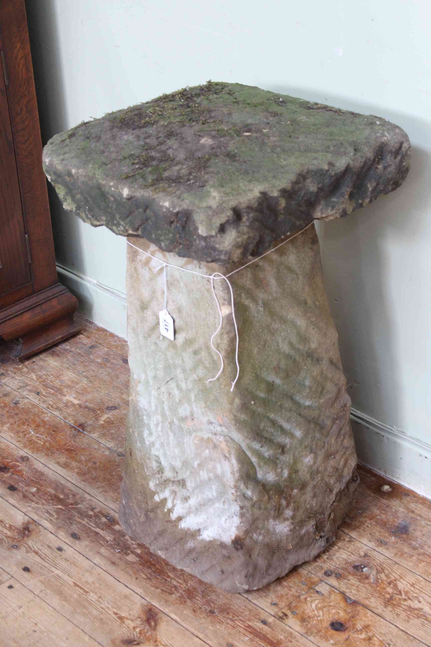 Weathered staddle stone, 77cm by 43cm.