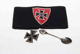 German military armband, 1939 cross badge and spoon (3).