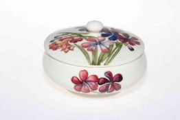 Moorcroft Spring Flowers powder bowl with lid, 10cm.