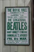 The Beatles Concert Poster for the Royal Hall, Harrogate, in glazed frame,