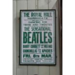 The Beatles Concert Poster for the Royal Hall, Harrogate, in glazed frame,