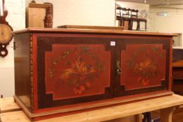 Rectangular mahogany two handled coffee table and painted two door entertainment cabinet.