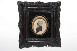 Early Victorian framed silhouette miniature, bearing pencil signature and date 1836,